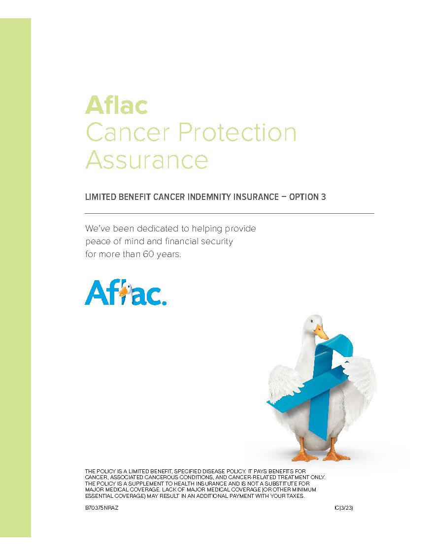 First page of Cancer Protection Assurance
